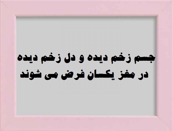 جسم زخم دیده و دل زخم دیده در مغز یکسان فرض می شوند